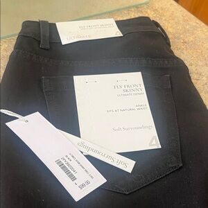 Soft Surroundings Black Fly Front Skinny Ultimate Denim Jeans